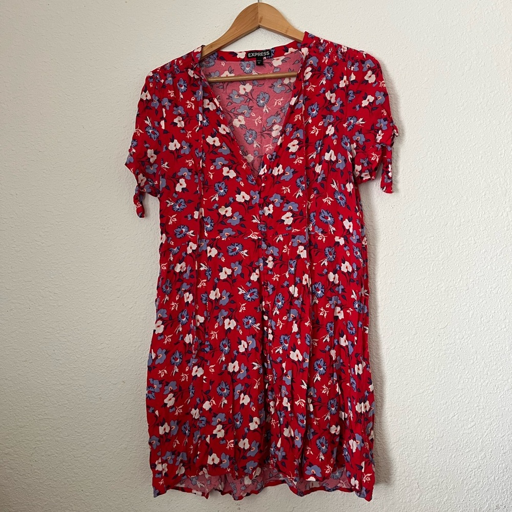 Express Red Floral Mini Dress